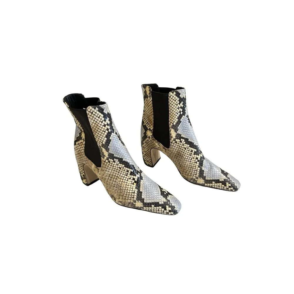 NEW TORY BURCH BANANA EMBOSSED SNAKESKIN LEATHER CHELSEA ANKLE BOOTIE BOOTS‎ 5.5
